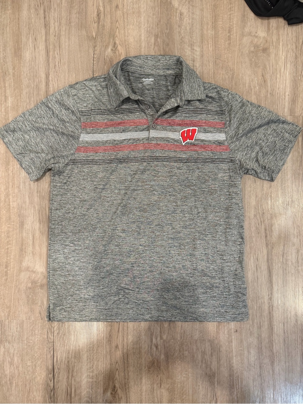 Men’s Captivating Wisconsin Badgers Polo - Heather Grey - Size Medium